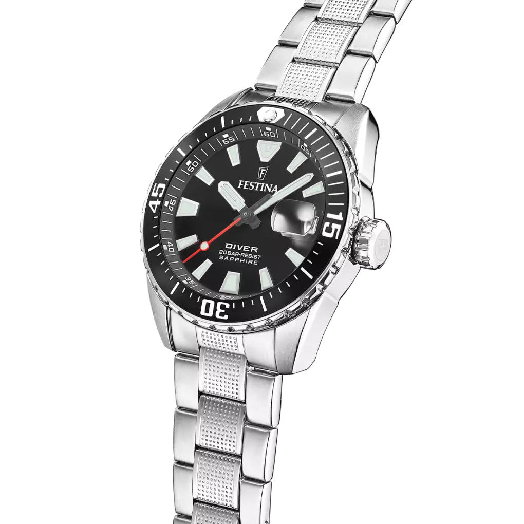 Orologio Uomo Festina Diver Acciaio Quarzo Data Ghiera Nero F20669/3