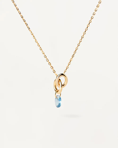 Collana Donna PDPaola Argento Dorato 925 Zircone Blu Cielo CO01-842-U