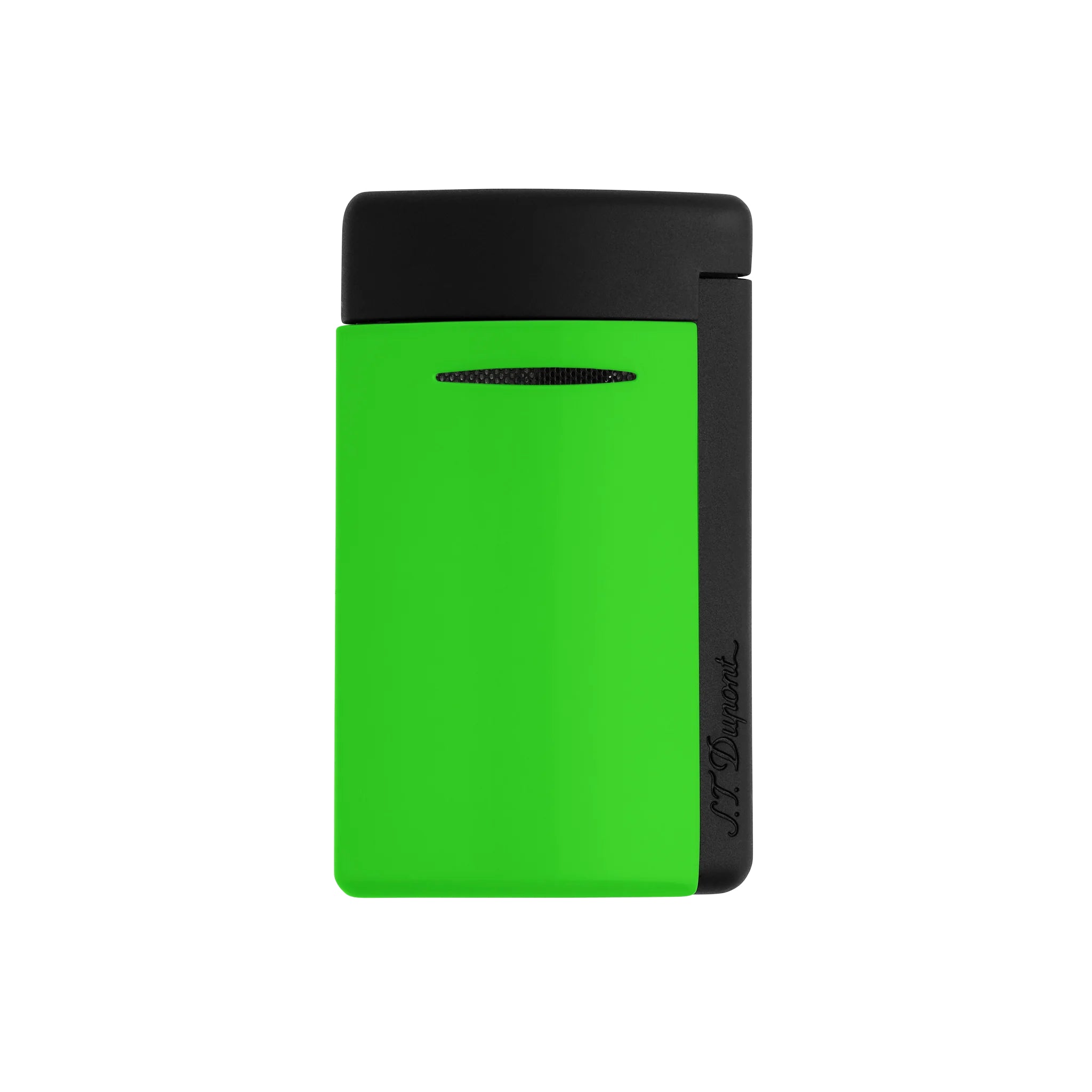 Accendino Uomo Dupont MiniJet Acciaio Nero Opaco Verde Fluo 010872