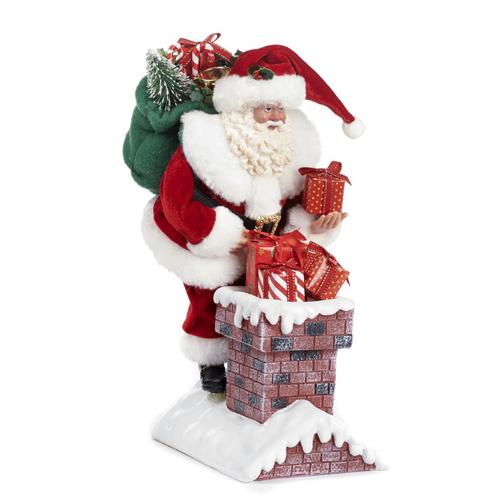 Babbo Natale Goodwill Artigianale Pupazzo Camino Sacco Regali Altezza 28,5 cm AS25008