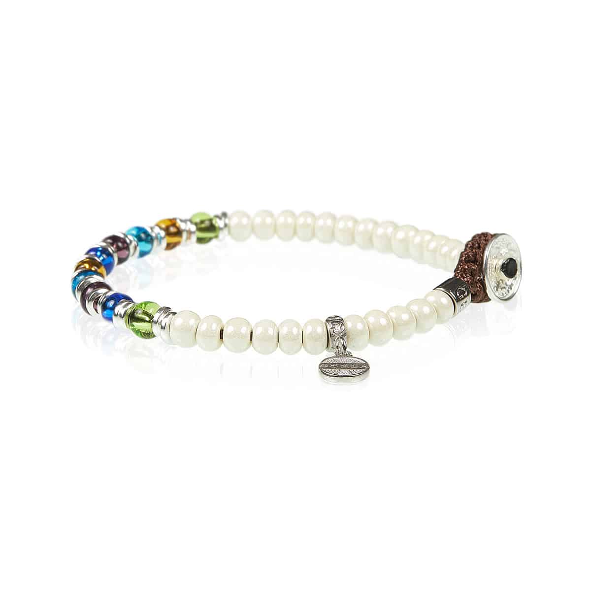 Bracciale Unisex Gerba Argento 925 Pietre Cristalli Murano Multicolore Lucido BM08