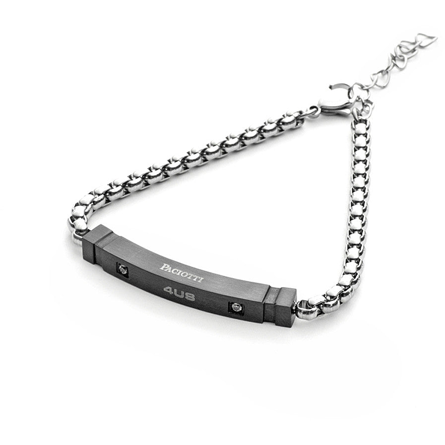 Bracciale Uomo 4US Cesare Paciotti acciaio con centrale rigido in pvd nero 4UBR3790