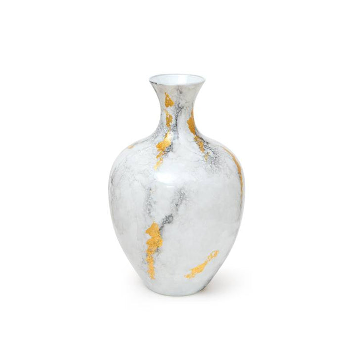 Vaso Sequenze Linea David 38 cm Bianco Oro Effetto Marmo SQ3301/MO