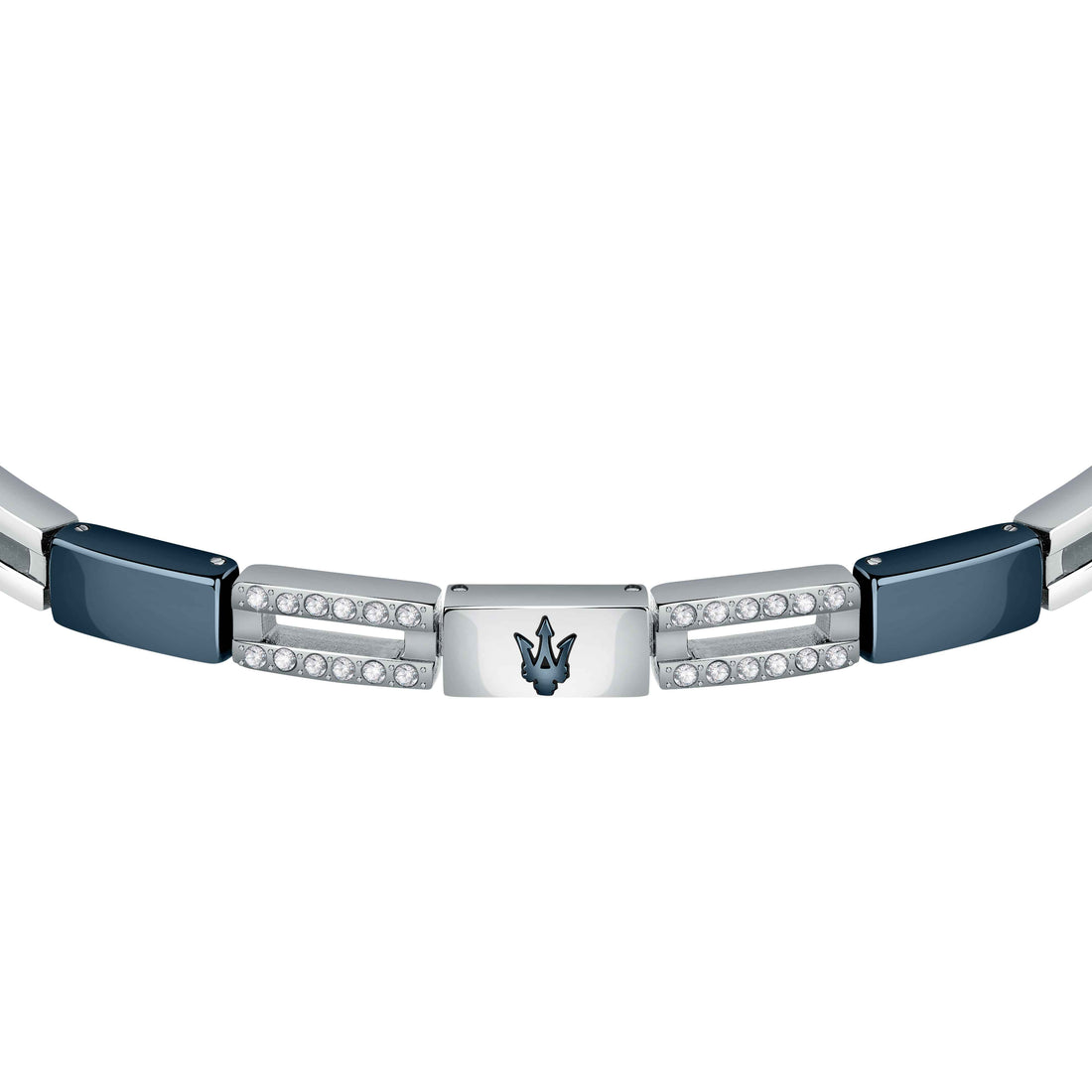 Bracciale Uomo Maserati Acciaio Traforato Ceramica Blu Zirconi Bianchi JM223ATZ23