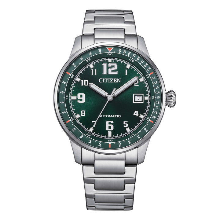 Orologio Uomo Citizen Automatico Verde Pilot Acciaio Data NJ0190-51X