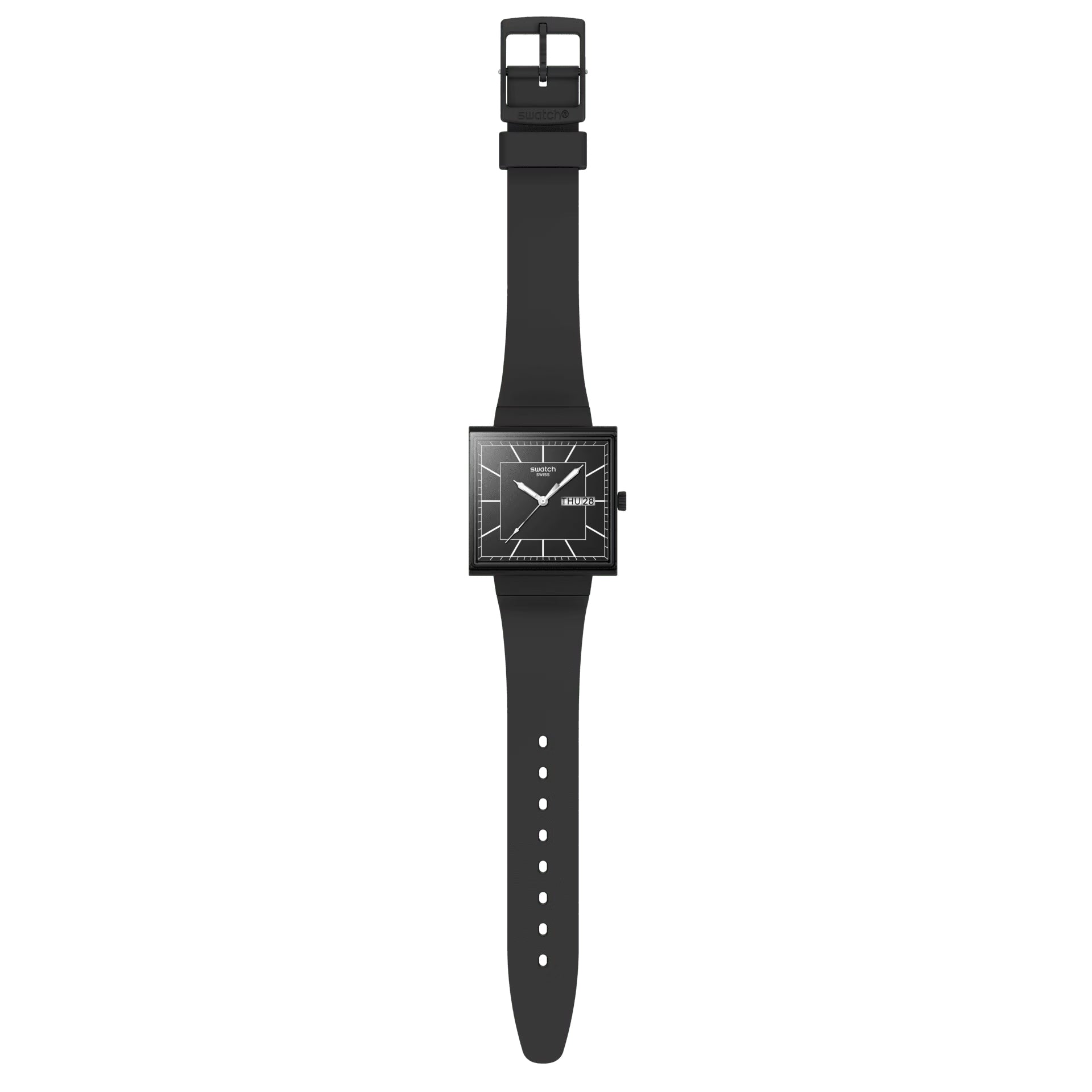Orologio Unisex Swatch What IF ALLBLACKAGAIN Cassa Quadrata Nero SO34B701