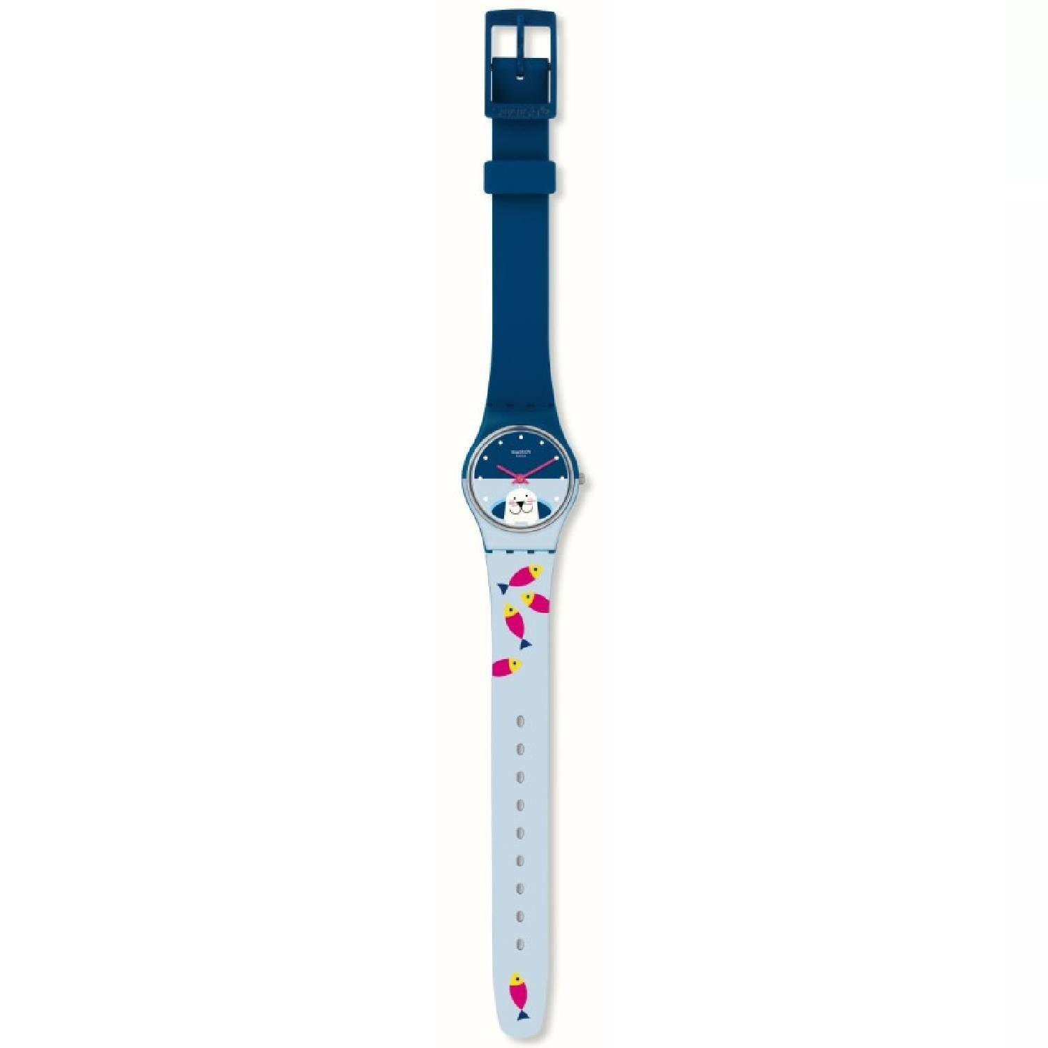 Orologio Donna Bambino Gomma Silicone Swatch Quarzo Solo Tempo Blu Azzurro LN152