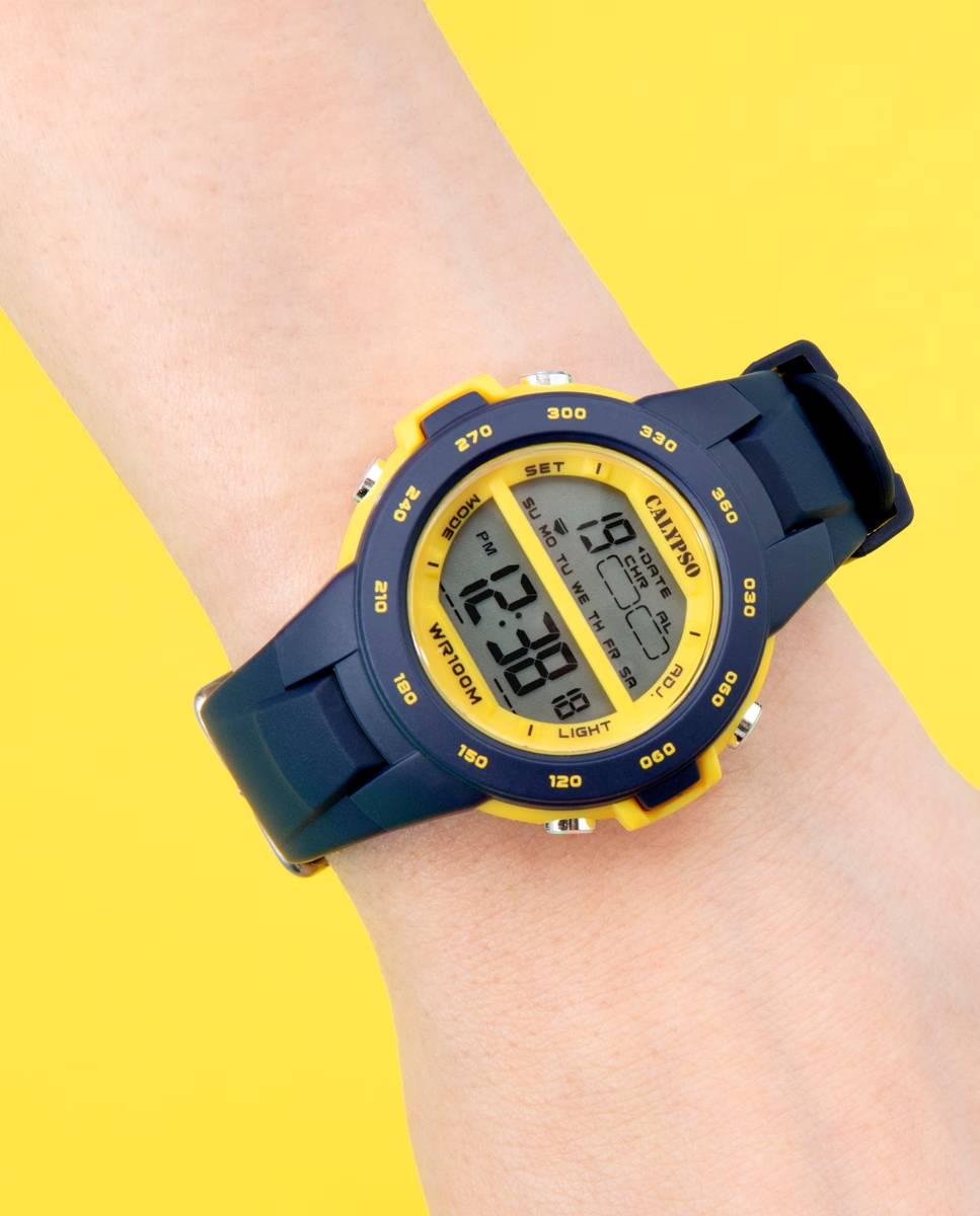 Orologio Bambino Calypso Quarzo Digitale Cronografo Cinturino Gomma 10 ATM K5850/5