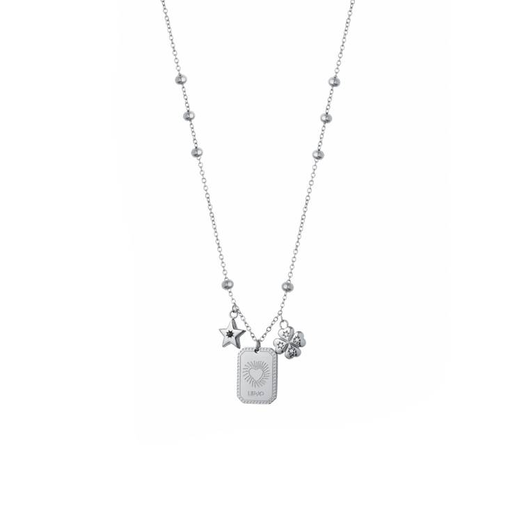 Collana Donna Liujo Acciaio Targhetta Charms LJ3157
