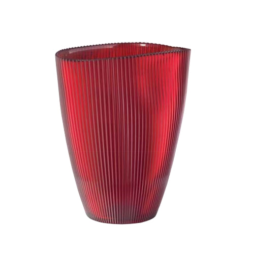 Vaso cristallo Onlylux Burano MIlle righe ovale rosso 24 cm OL02109