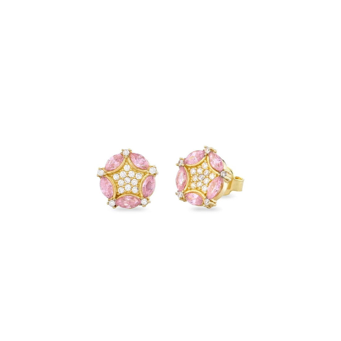 Orecchini Donna Laura P. Argento Dorato 925 Fiore Zirconi Bianchi Rosa OR0239GRS