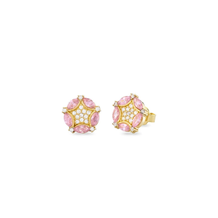 Orecchini Donna Laura P. Argento Dorato 925 Fiore Zirconi Bianchi Rosa OR0239GRS