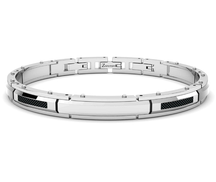 Bracciale Uomo Acciaio Zancan Targa con fibra di carbonio  EHB272