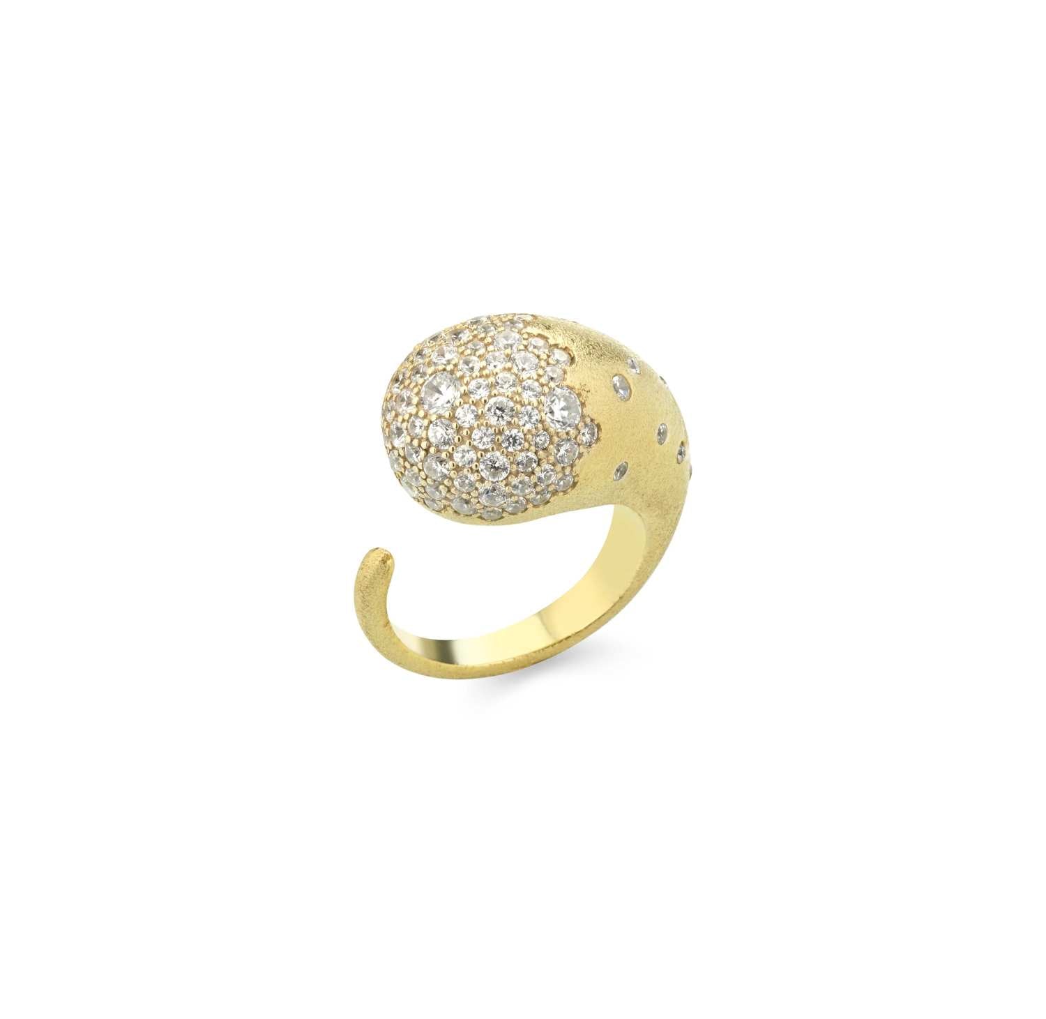 Anello Donna Sogni Argento 925 Oro Satinato Zirconi Bianchi Misura 16 AN111GB/16