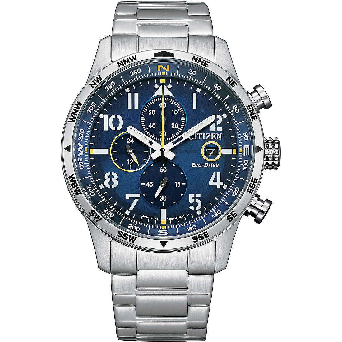 Orologio Uomo Acciaio Citizen Cronografo Aviator  Eco Drive CA0790-83L