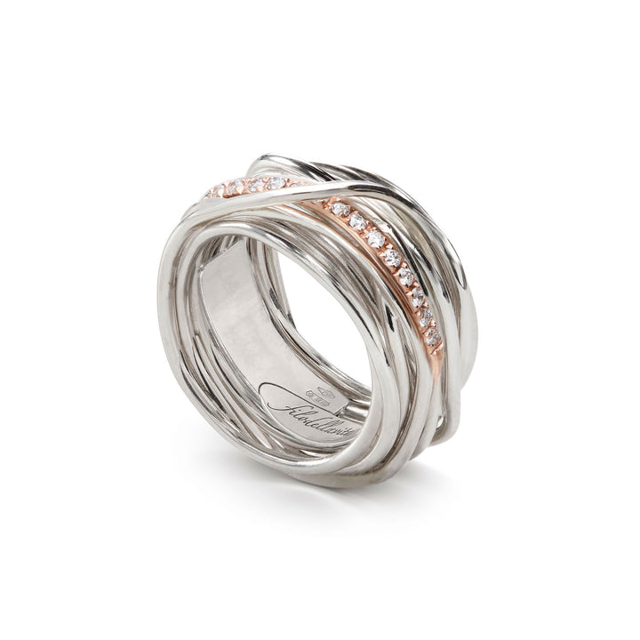 Anello Donna Filodellavita 13 Fili Argento Oro Rosa 9 KT Diamanti 0.21 CT AN328ARBT