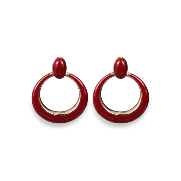 Orecchini Donna Labrioro Argento 925 Oro Rosè Smalto Rosso 2023/R