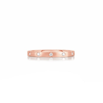 Anello Donna Liu Jo Fedina Acciaio Rosè Fascia Zirconi Bianchi LJ2465M14
