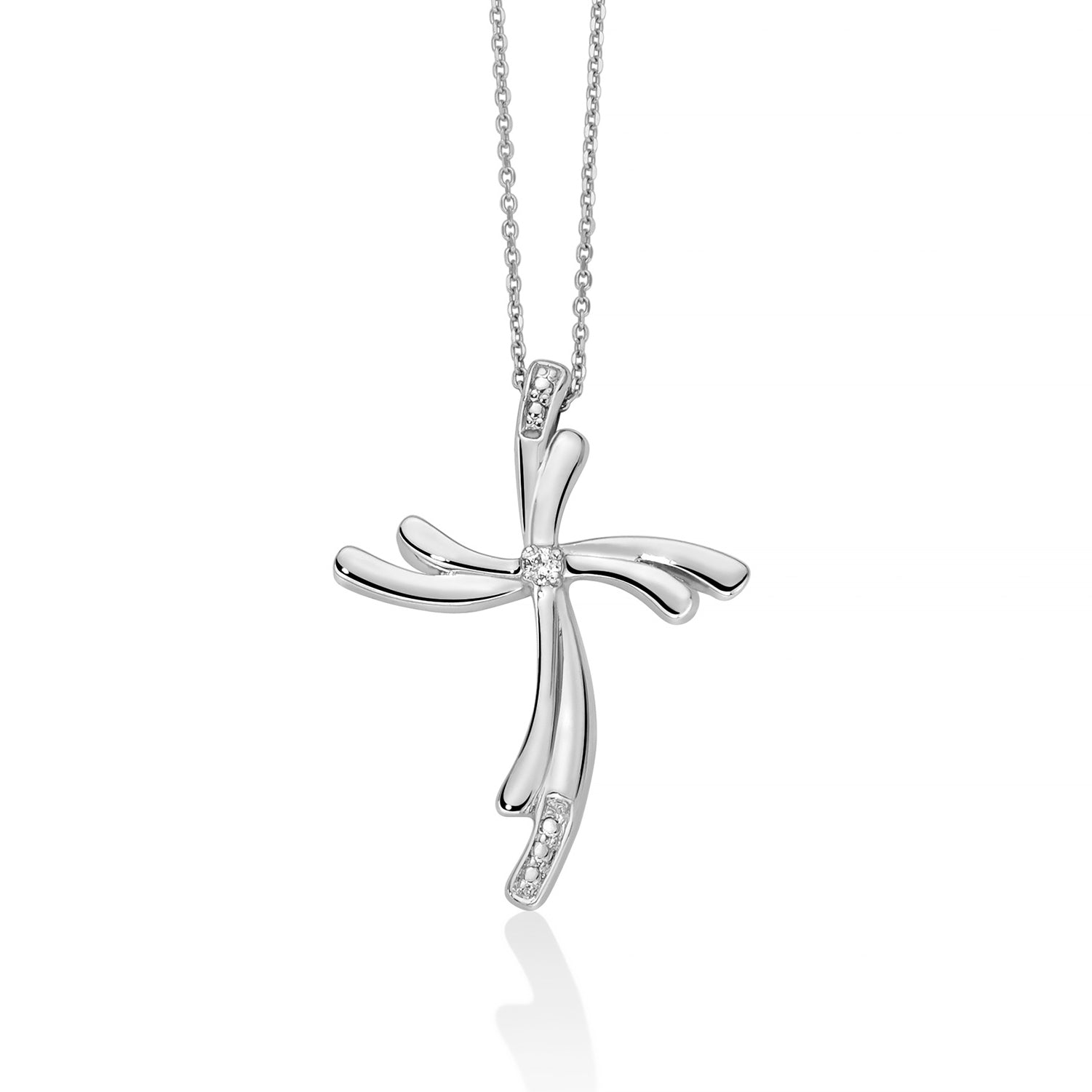 Collana Donna Miluna Croce Oro Bianco 18 KT Diamante 0,05 CT CLD4527