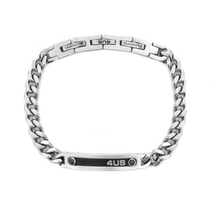 Bracciale Uomo 4US Cesare Paciotti TTarghetta Zirconi Neri 4UBR8595