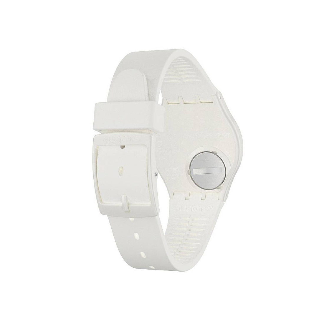 Orologio Donna Gomma Resina Swatch Quarzo Solo Tempo Oro Zirconi Bianco GW199