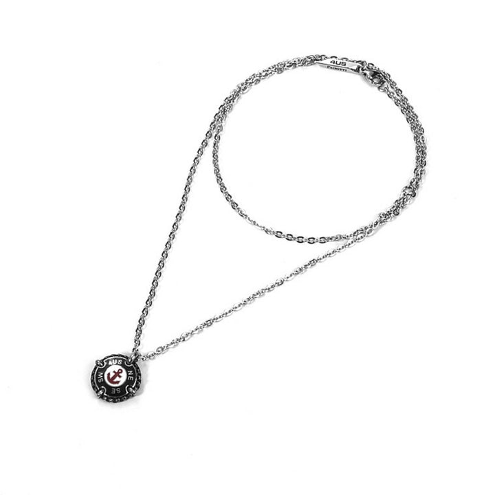 Collana Uomo Acciaio 4US Cesare Paciotti Smalto Ancora Rosa Dei Venti 4UCL2842