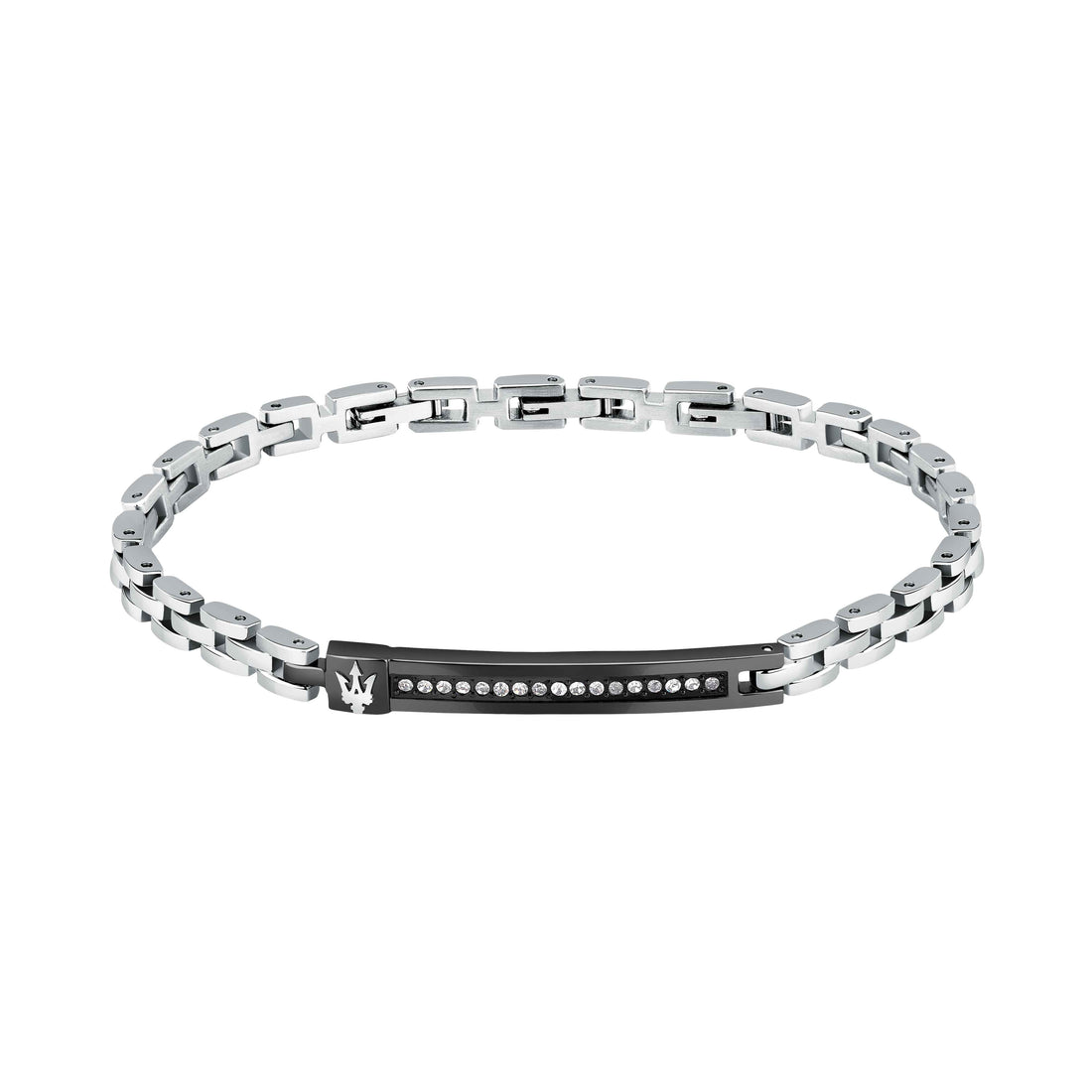 Bracciale Uomo Maserati Acciaio Blu Lucido Zirconi Bianchi Tridente JM424AVD58