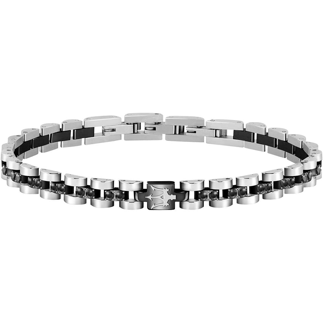 Bracciale Uomo Acciaio Maserati  e zirconi  Neri JM420ATJ02