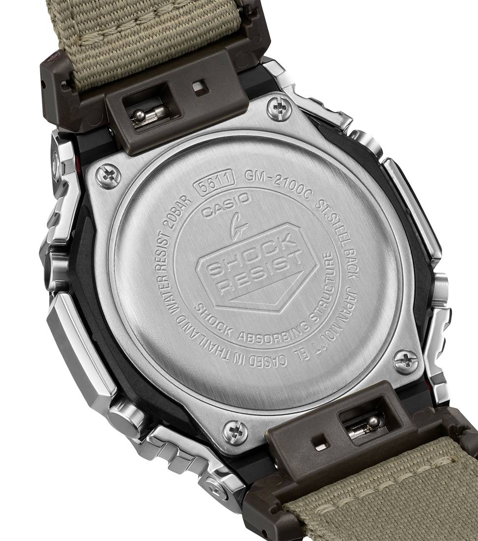 Orologio Uomo Casio G-Shock Acciaio Lucido Tessuto Verde Chiaro GM-2100C-5AER