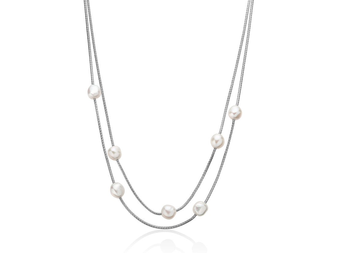 Collana Donna Argento Miluna Multifilo Miss Italia Perle Bianche PCL5831
