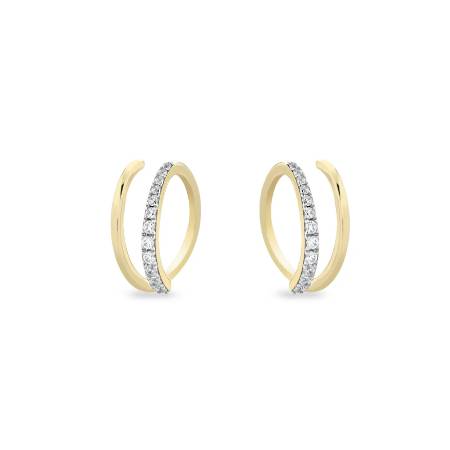 Orecchini Cerchietto Donna Laura P. Argento 925 Dorato Zirconi Bianchi OR0263GB