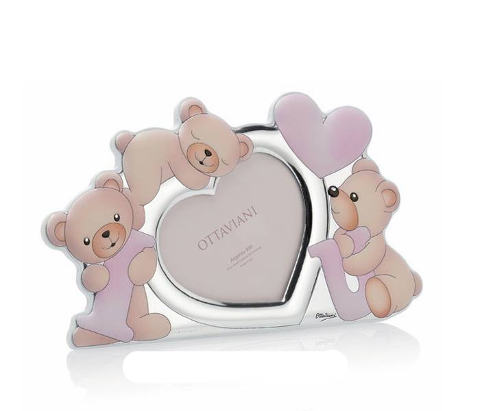 Portafoto Ottaviani Argento 999 Orasacchiotti I Love You Rosa 7029R