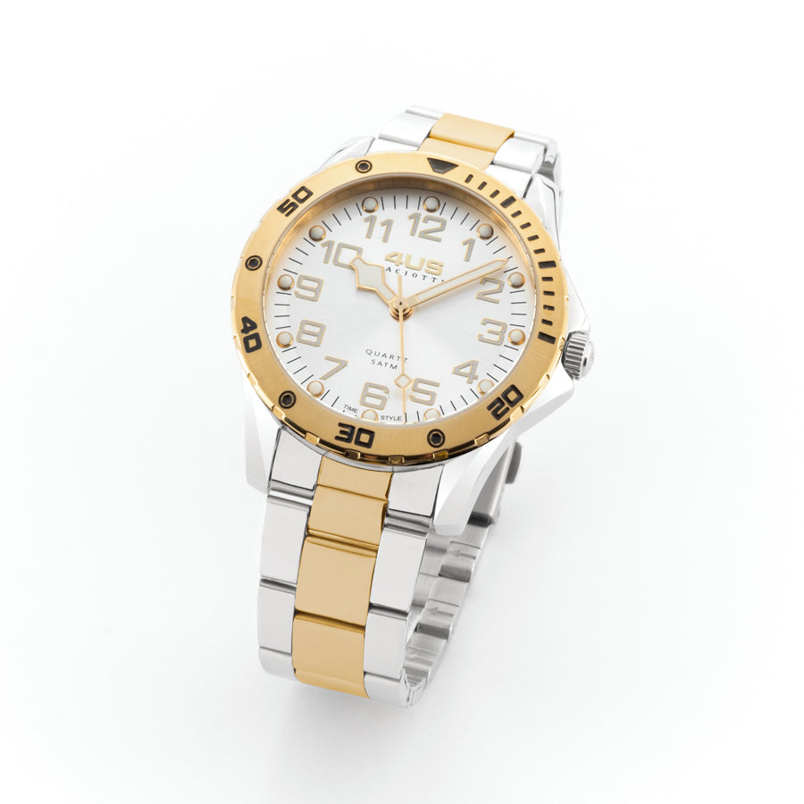 Orologio Uomo 4US Cesare Paciotti Acciaio Bicolore Quarzo Bianco T4LS400