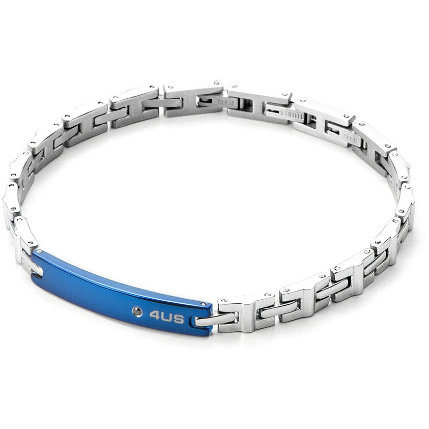 Bracciale Uomo 4US Cesare Paciotti acciaio Bianco con centrale rigido colore PVD blu 4UBR3280