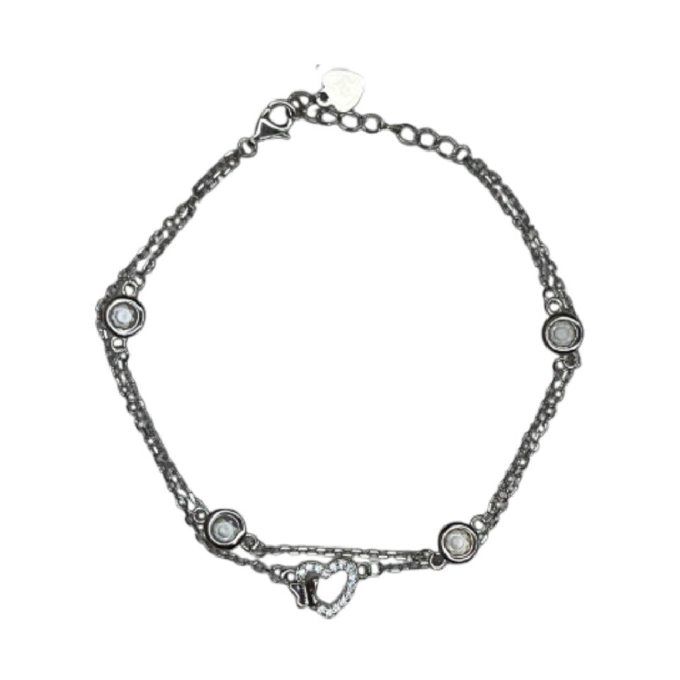Bracciale Donna Re Mida Argento Multifilo Cuore Zirconi BR-Djv-7