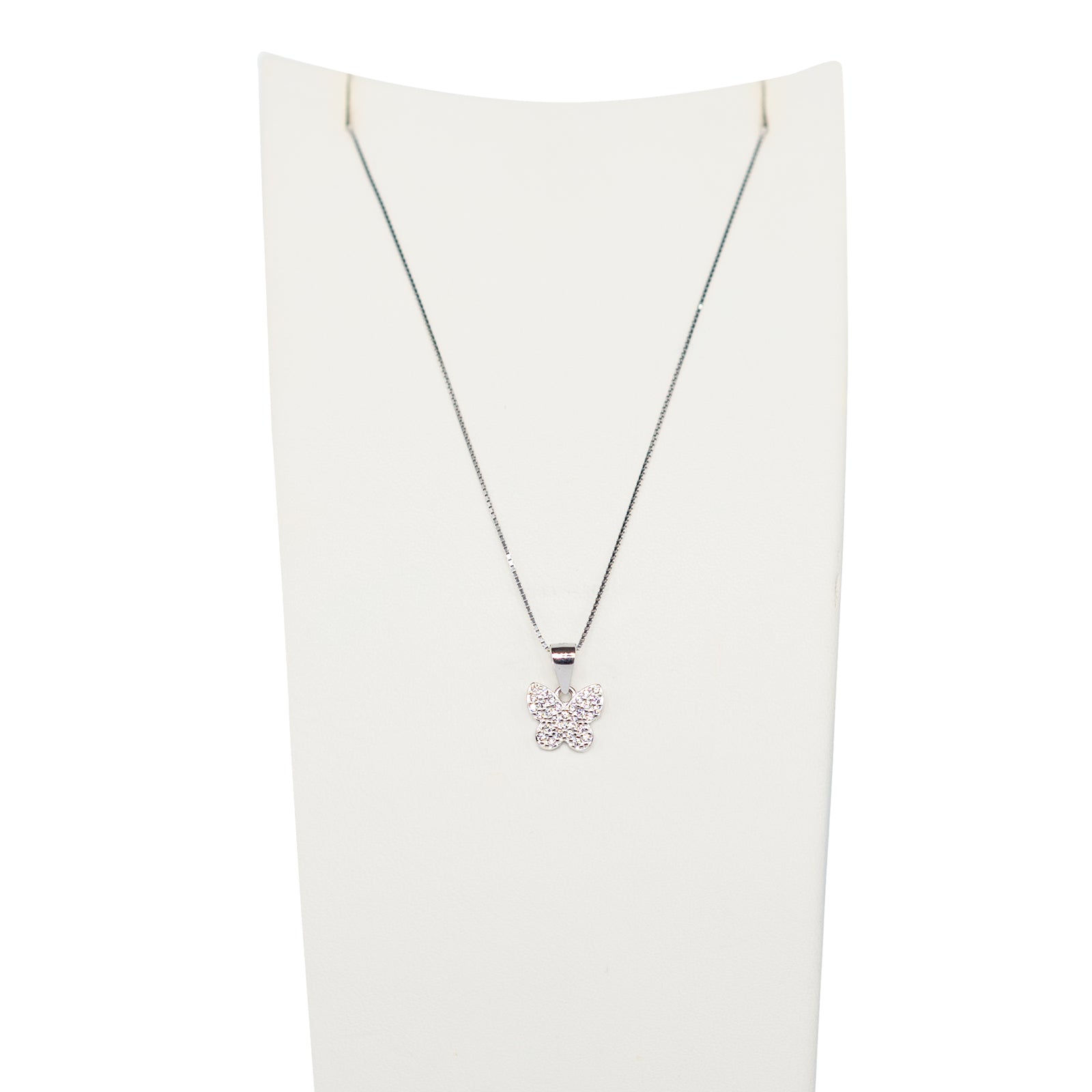 Collana Donna Re Mida Argento 925 Farfalla Con Zirconi Bianchi C027