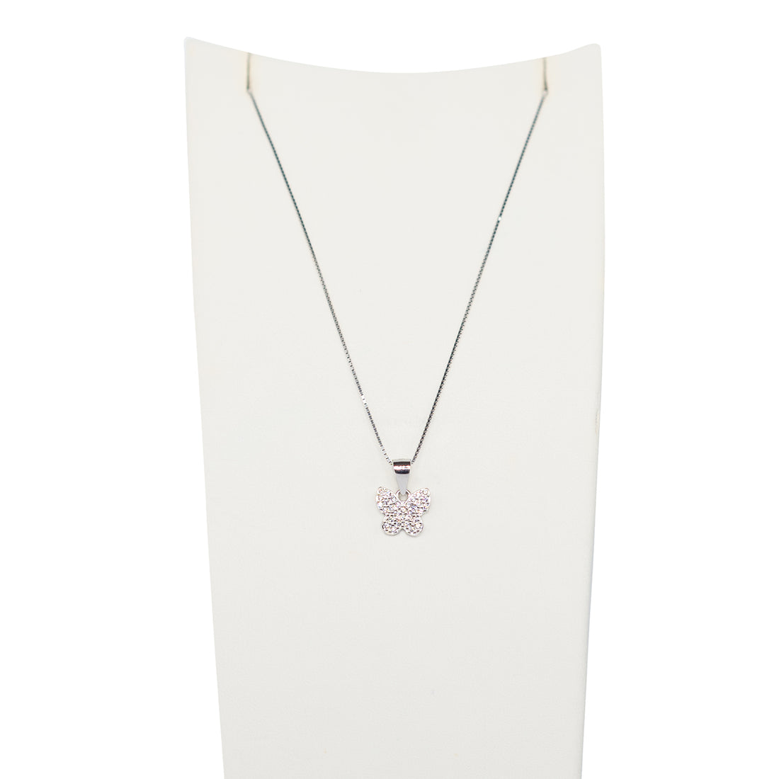 Collana Donna Re Mida Argento 925 Farfalla Con Zirconi Bianchi C027