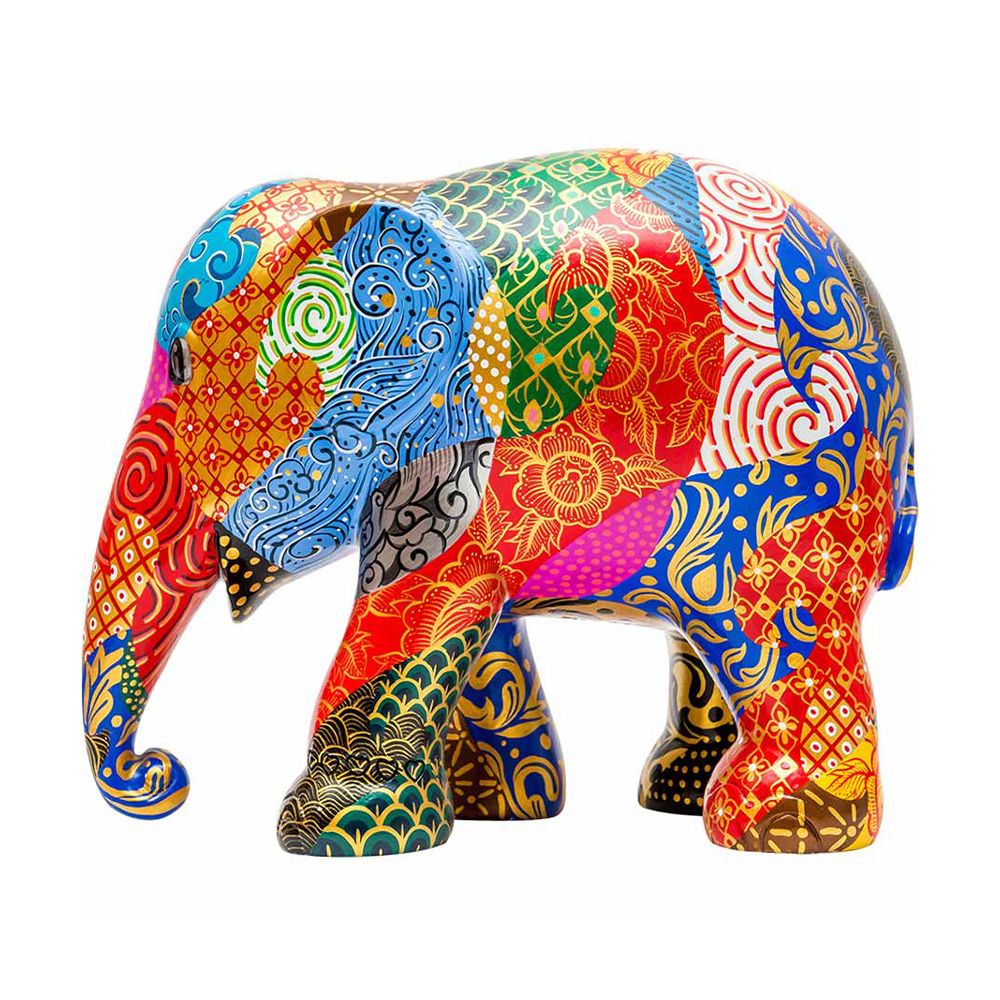 Scultura Elefante Onlylux Patternista 30cm Resina Dipinto A Mano 8858831247062