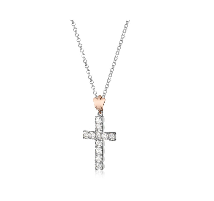 Collana Donna Roberto Giannotti Argento 925 Zirconi Pendente croce e Angelo GIA447