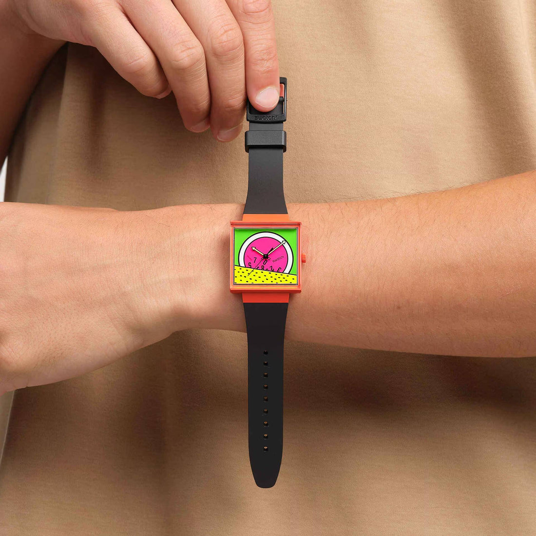 Orologio Unisex Swatch What IF BREAK TIME Cassa Quadrata SO34Z101