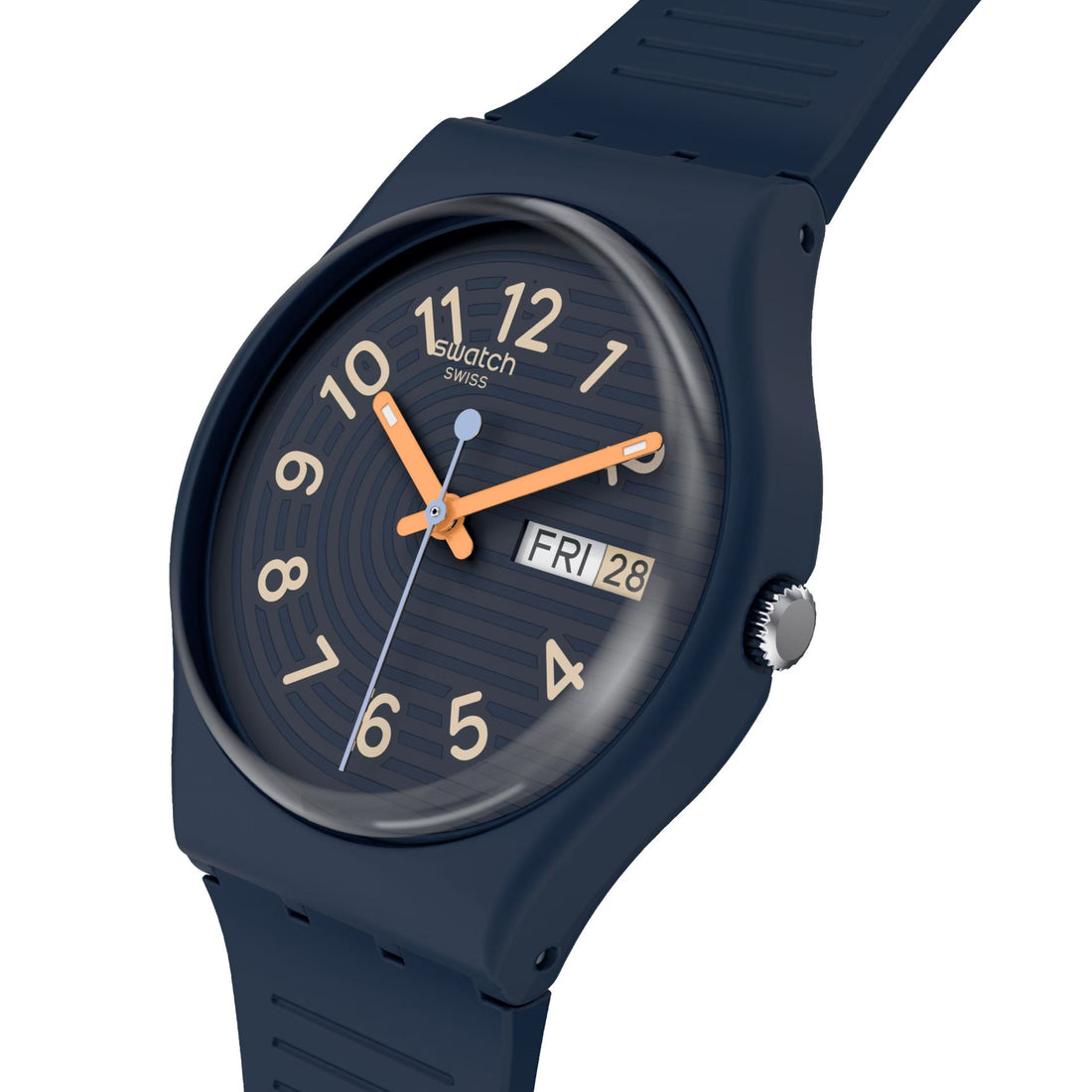 Orologio Unisex Swatch Trendy Lines At Night Quarzo Doppia Data Blu SO28I700