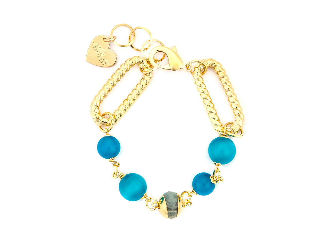 Bracciale Donna Acciaio dorato 4US cesare paciotti  quarzo occhio di Gatto Blu  4UBR7928W