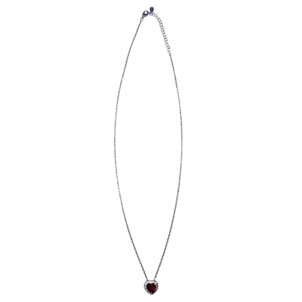 Collana Donna Re Mida Argento 925 Cuore Zirconi Rossi Bianchi CL DJV-1R