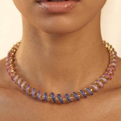 Collana Donna Sogni Bronzo Rigida Vortice Zirconi Multicolor LCL005GM