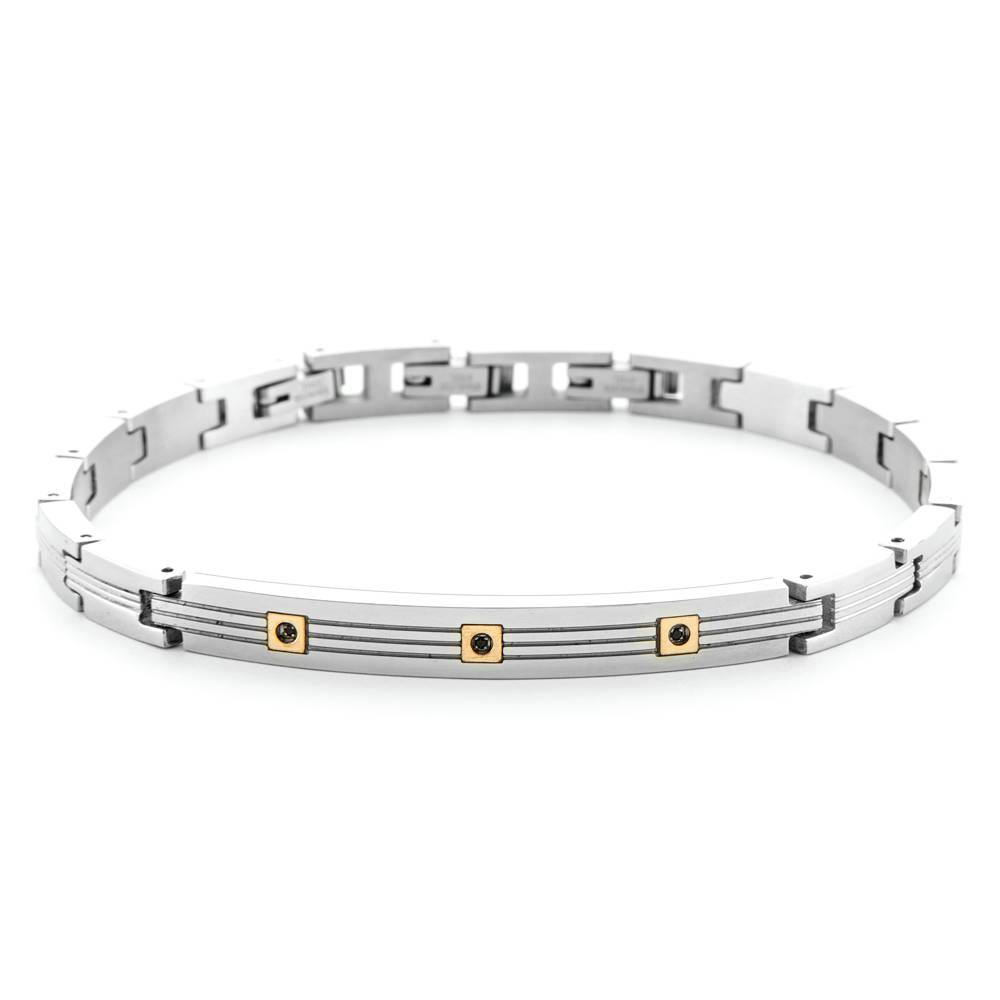 Bracciale Uomo 4US Cesare Paciotti Acciaio Oro 18kt Spinello Nero 4UBR6932