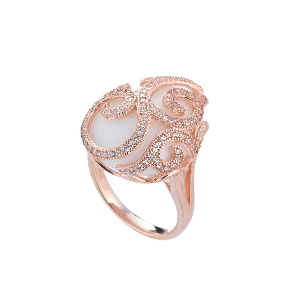 Anello Donna Tsar Argento Rosè Alexandra Zirconi Bianchi Agata R816R