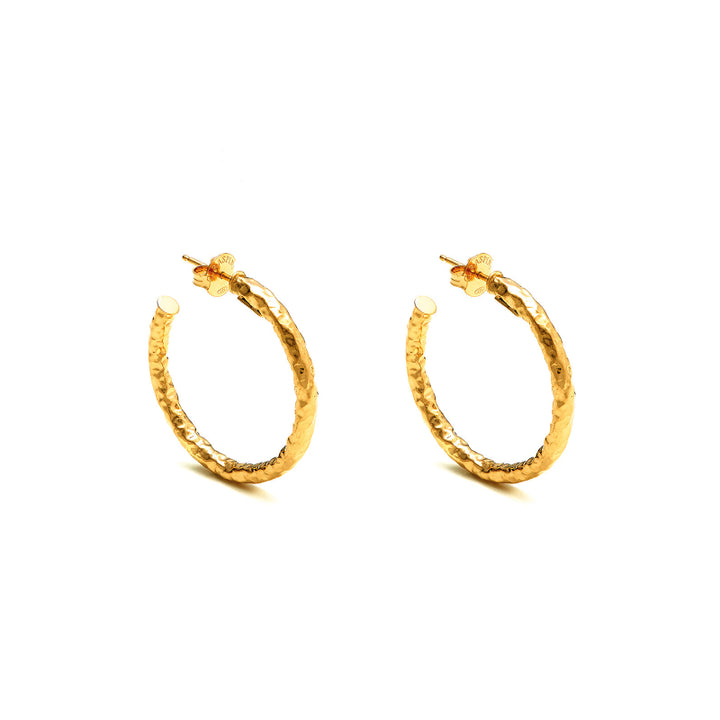 Orecchini Donna Giovanni Raspini Argento Dorato 925 Cerchi Martellati Lucidi 10591