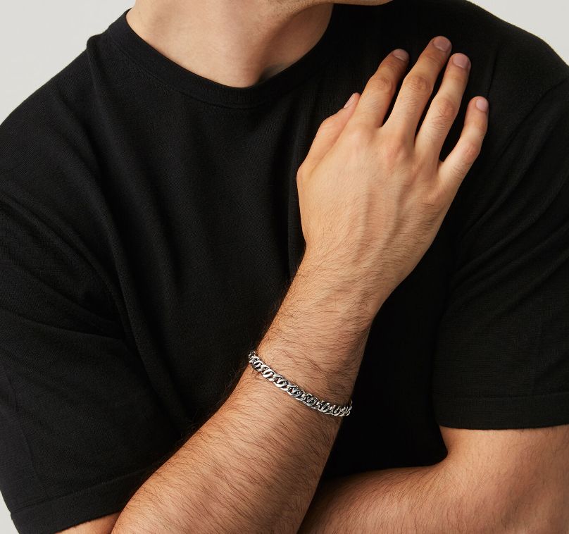 Bracciale Uomo Giovanni Raspini Argento 925 Catena Maglia Grumetta Doppia 11345L