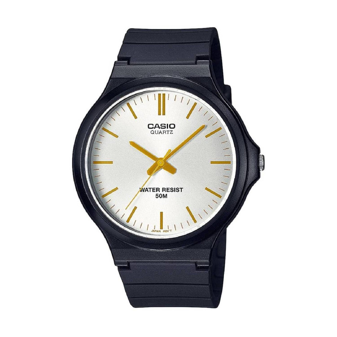 Orologio Uomo Gomma Casio MW-240-7E3VEF Analogico Bianco Nero Dorato 5 ATM