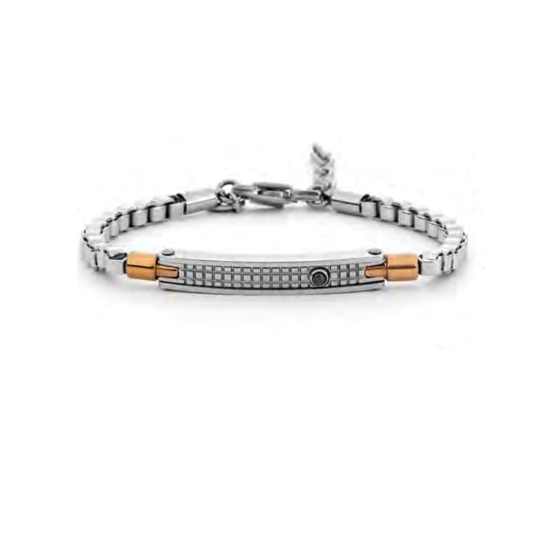 Bracciale Uomo 4US Cesare Paciotti Acciaio Rosè Nero 4UBR8020